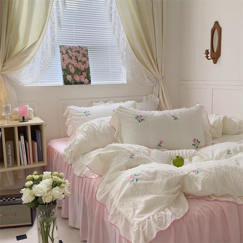 Obbty Coquette Aesthetic Ruffle Bedding Set