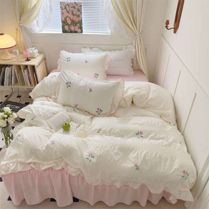 Obbty Coquette Aesthetic Ruffle Bedding Set