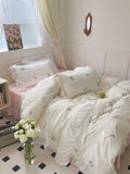 Obbty Coquette Aesthetic Ruffle Bedding Set