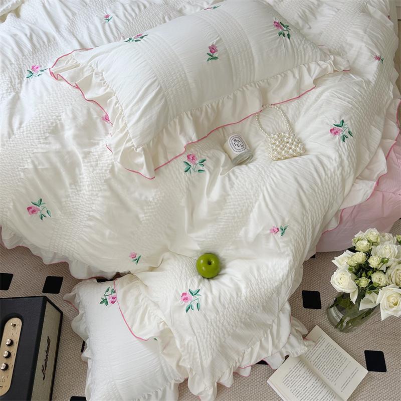 Obbty Coquette Aesthetic Ruffle Bedding Set