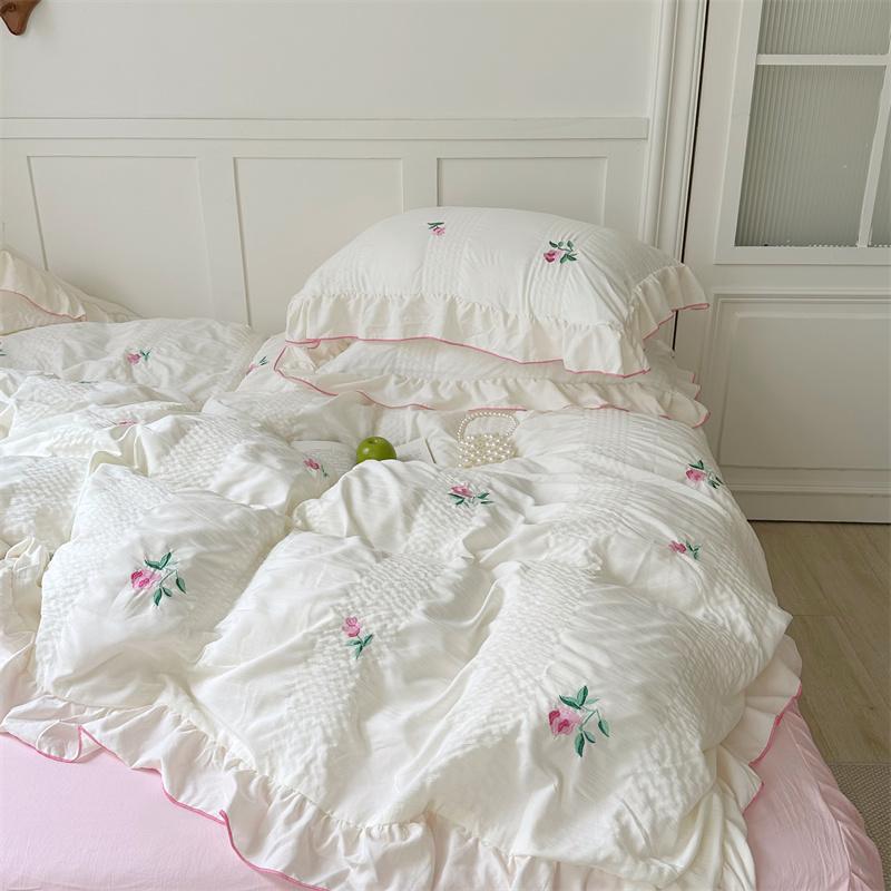 Obbty Coquette Aesthetic Ruffle Bedding Set