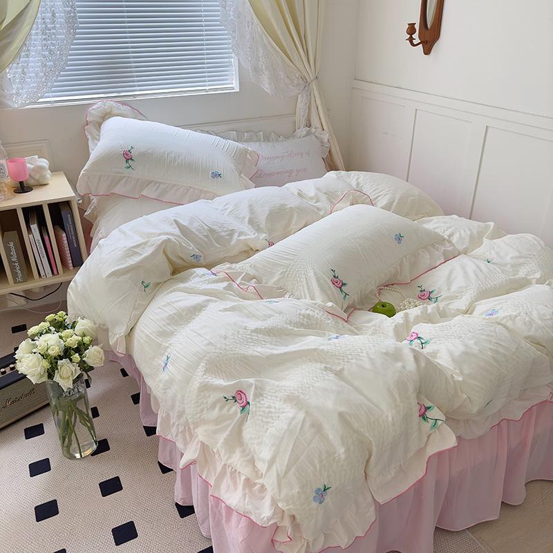 Obbty Coquette Aesthetic Ruffle Bedding Set