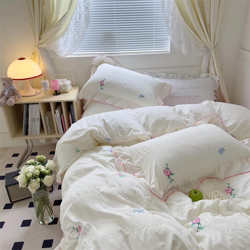 Obbty Coquette Aesthetic Ruffle Bedding Set